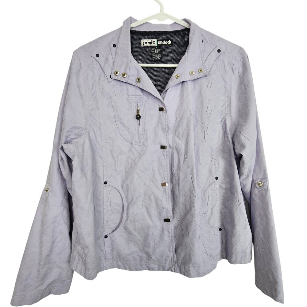 Jamie Sadock Womens Lavender Snap Jacket Size S Gorpcore Golf Outdoor Wicking